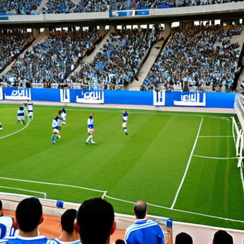 Home 6 **
A vibrant football stadium in Israel, packed with cheering fans wearing team colors. In the foreground, a skilled football player is dribbling the ball, showcasing the passion and popularity of football in the Israeli sports scene. The atmosphere is energetic and exciting, reflecting the national fervor for the sport.
**