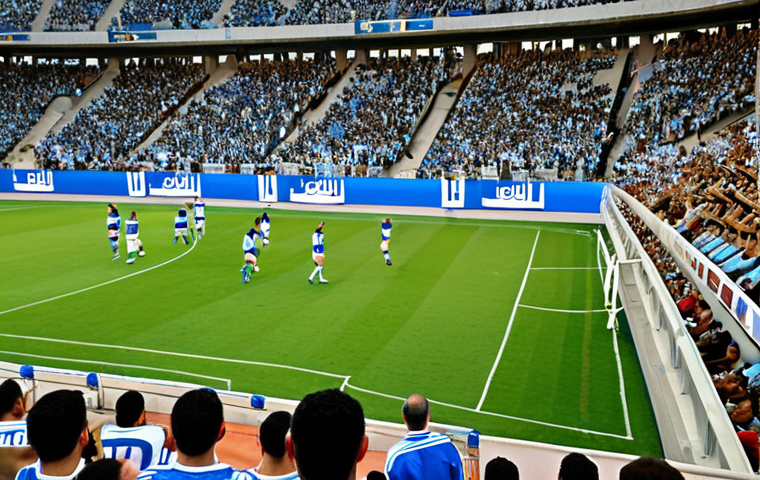 **
A vibrant football stadium in Israel, packed with cheering fans wearing team colors. In the foreground, a skilled football player is dribbling the ball, showcasing the passion and popularity of football in the Israeli sports scene. The atmosphere is energetic and exciting, reflecting the national fervor for the sport.
**