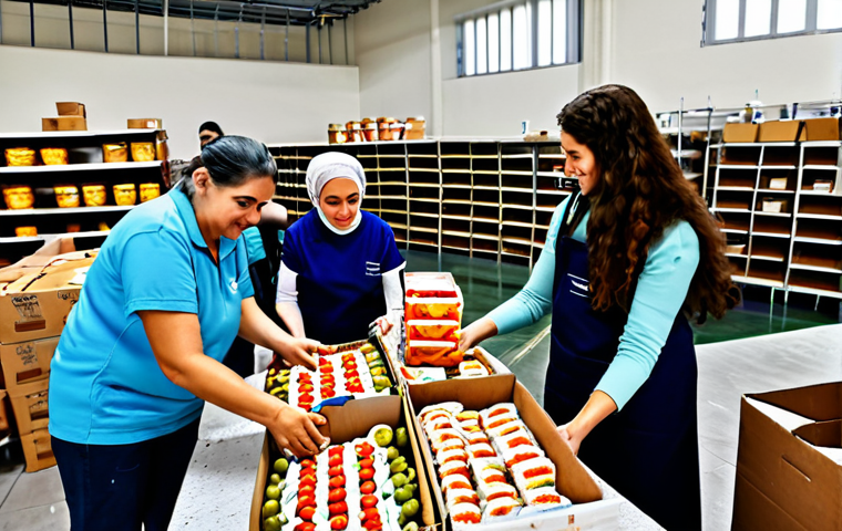 **

"A vibrant scene at a food bank in Israel, volunteers of diverse backgrounds packing food boxes for families in need, fully clothed, safe for work, appropriate content, modest attire, professional photography, natural proportions, high quality. Depict the spirit of community and helping those less fortunate."

**