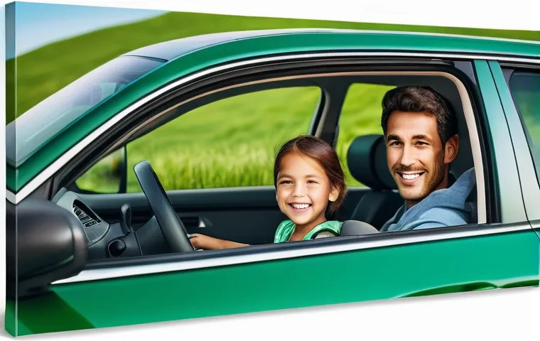 이스라엘에서의 자동차 보험 규정 - A vibrant, cheerful family (father, mother, a son, and a daughter, all modestly dressed in comfortab...