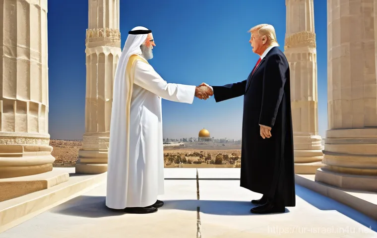 이스라엘과 미국의 정치적 동맹 - **Prompt:** "A symbolic and majestic image illustrating the deep historical and ideological foundati...