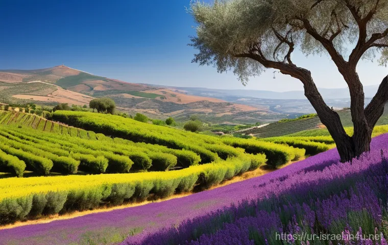 이스라엘의 주요 지리적 특징 - Verdant Hills of Galilee and Golan**
"A serene landscape of rolling, lush green hills in Northern Is...