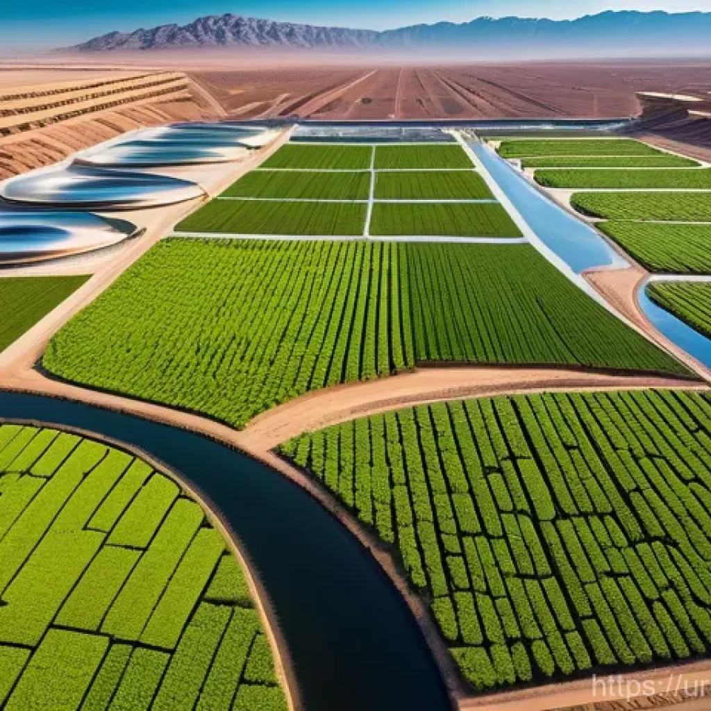 이스라엘의 자연과 환경보호 정책 - **Prompt:** A breathtaking aerial view of a vibrant oasis flourishing within a vast, golden desert. ...