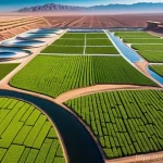 이스라엘의 자연과 환경보호 정책 - **Prompt:** A breathtaking aerial view of a vibrant oasis flourishing within a vast, golden desert. ...