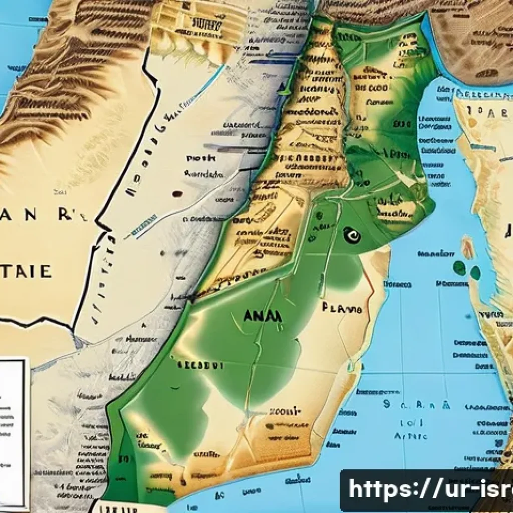 이스라엘 팔레스타인 분쟁 - A detailed, realistic map of historic Palestine and surrounding regions, highlighting key geographic...