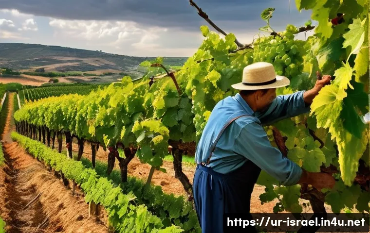 이스라엘의 주요 와인 생산지 - A scenic vineyard landscape in Israel’s Galilee region during a mild rainy season, showing lush grap...