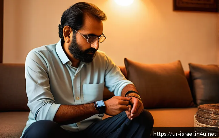 이스라엘 주요 스타트업의 기술 혁신 - A modern home healthcare scene in an urban Pakistani living room, featuring a middle-aged man using ...