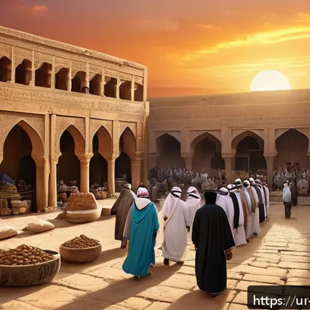 이스라엘의 전통 신앙 체계 - A vibrant scene depicting an ancient Middle Eastern marketplace blending Canaanite, Egyptian, Babylo...
