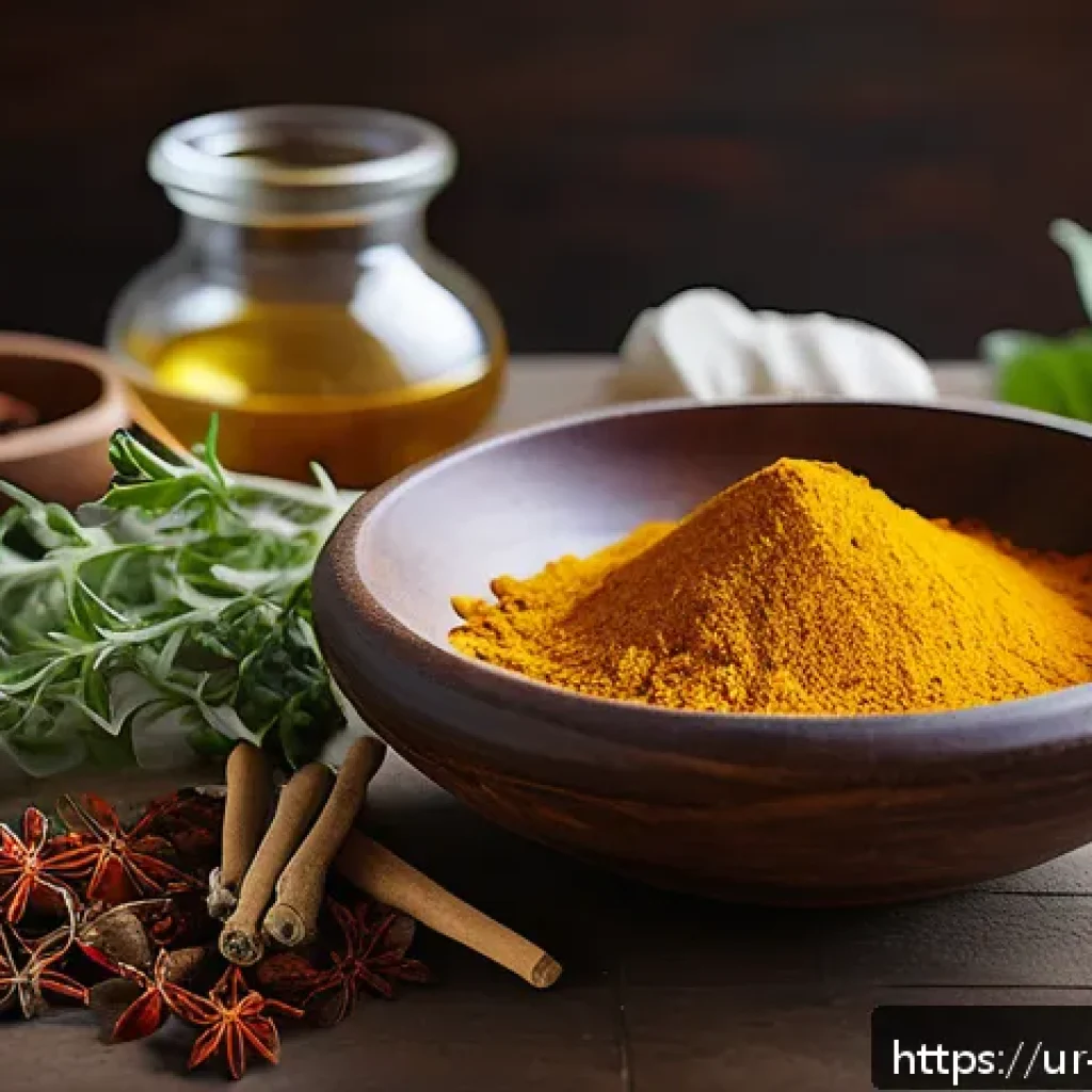 이스라엘의 전통 의학 - A vibrant and detailed still life composition of traditional South Asian spices and herbs used in mo...
