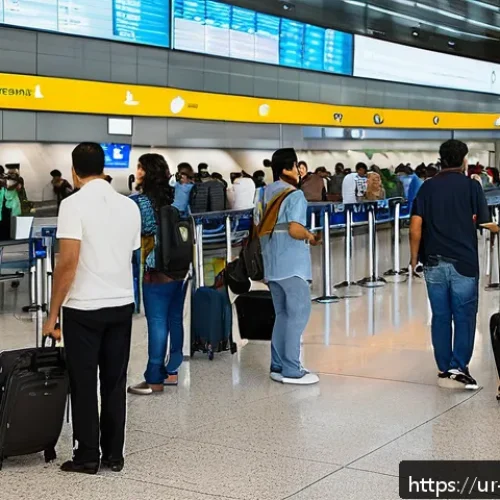이스라엘 벤구리온 공항 이용 팁 - A busy scene inside Ben Gurion Airport&rsquo;s modern terminal, showing diverse travelers using mobile pho...