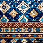 이스라엘에서 배울 수 있는 고대 예술 - A detailed digital artwork depicting an ancient Israeli mosaic pattern integrated into a modern grap...