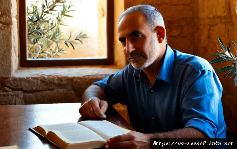 Home 30 이스라엘 현대 문학의 대표 작가 - Photorealistic portrait of a distinguished contemporary Israeli novelist in a sunlit Jerusalem study...
