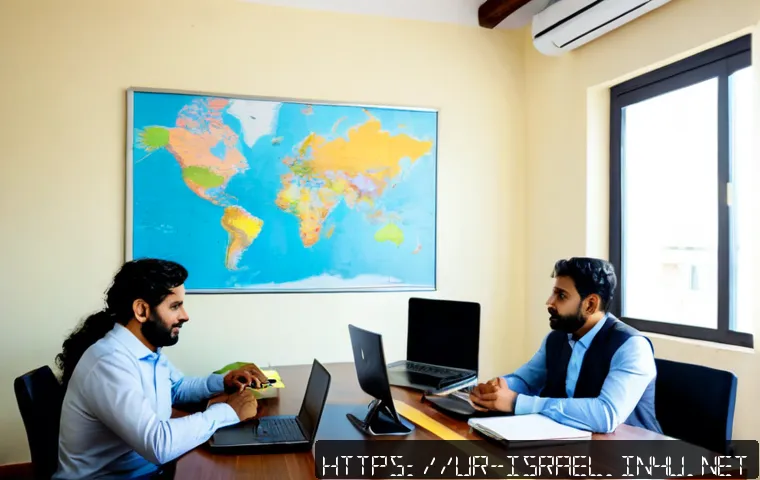 Home 17 이스라엘과 유대인의 글로벌 네트워크 - Photorealistic editorial-style scene of a diverse international business video conference, Jewish pr...